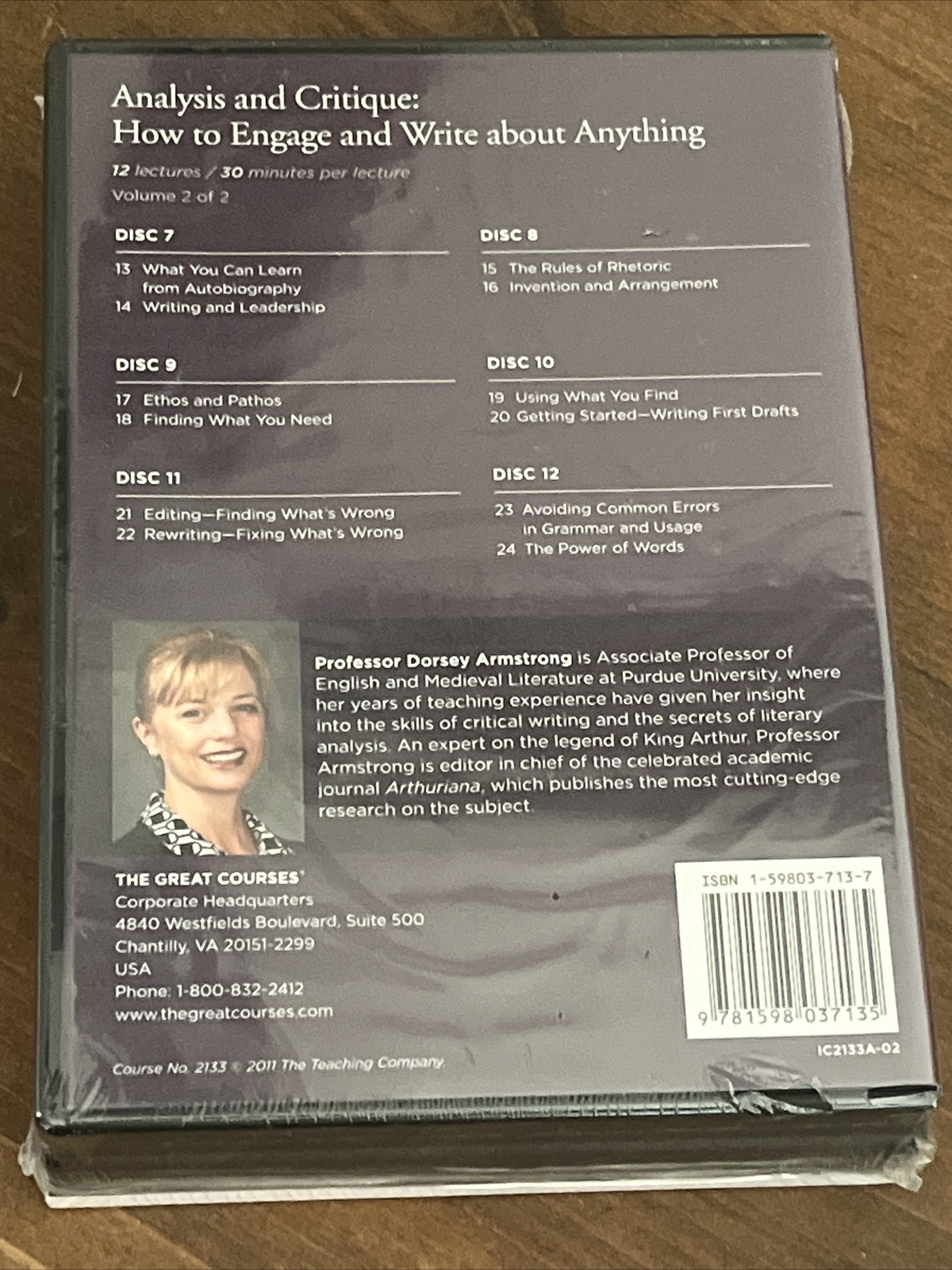 Great Courses WRITING ANALYSIS & CRITIQUE Prof Armstrong Guidebook + 12 DVDs NEW
