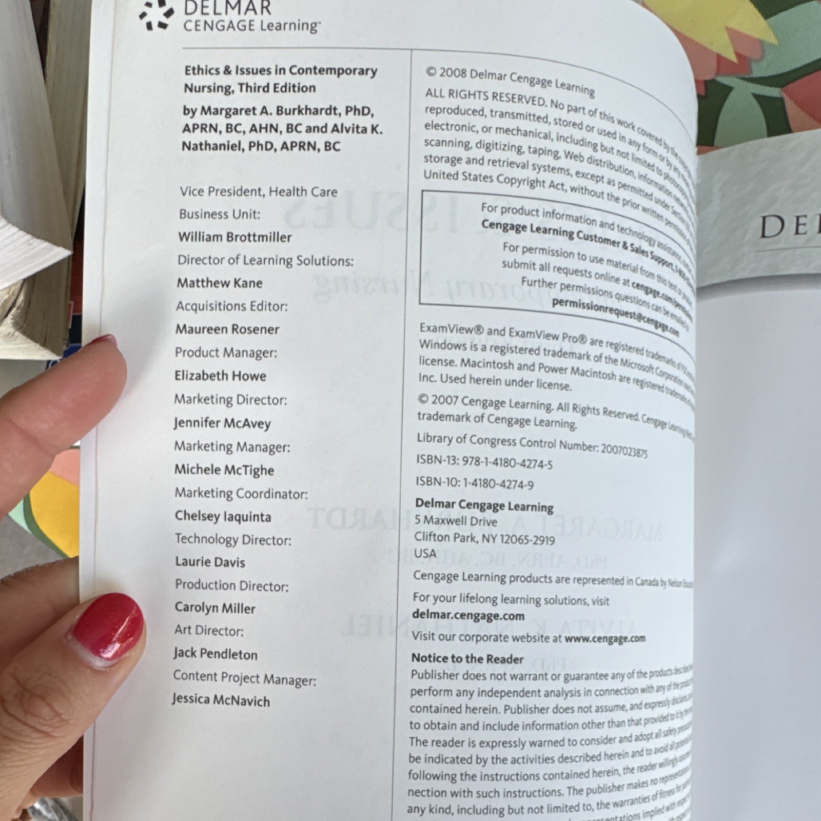 Delmar Cengage Learning Ethics & Issues in Contemporary Nursing 3rd Ed Burkhard…