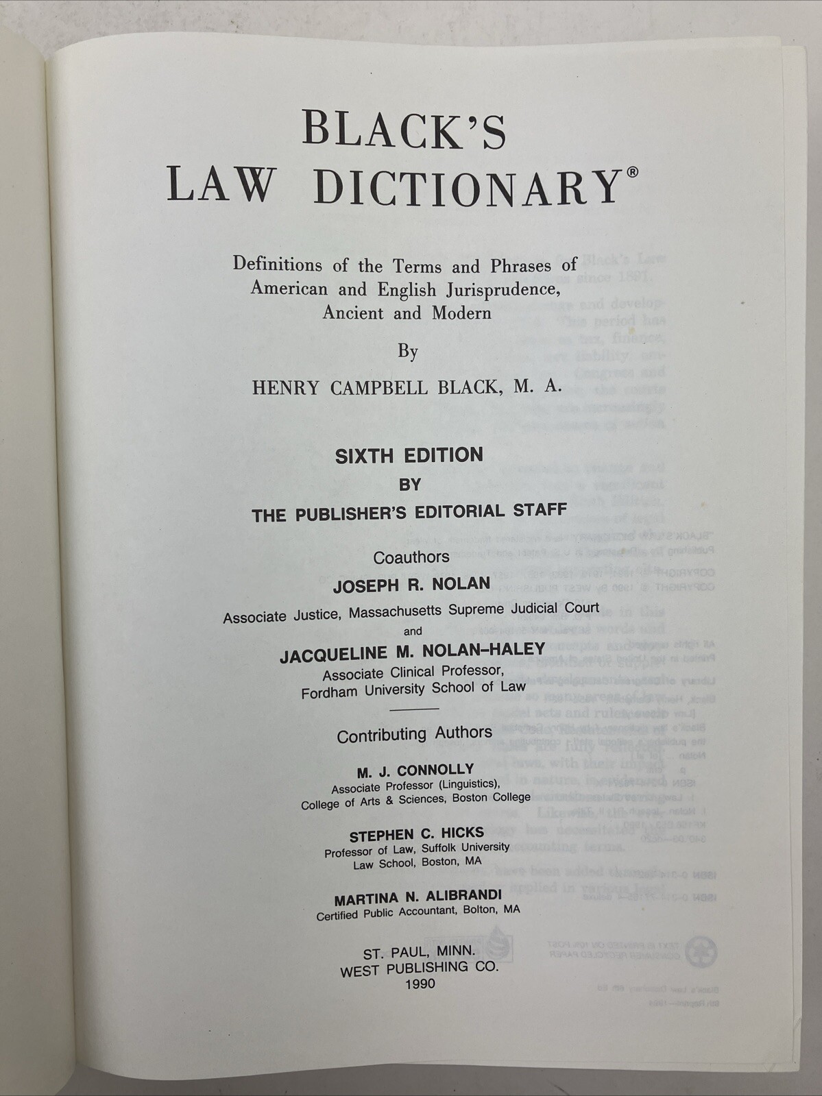 Black’s Law Dictionary with Pronunciations 6th Edition, Centennial Edition HC