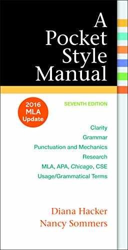 A Pocket Style Manual: 2016 MLA – Spiral-bound, by Hacker Diana; Sommers – Good