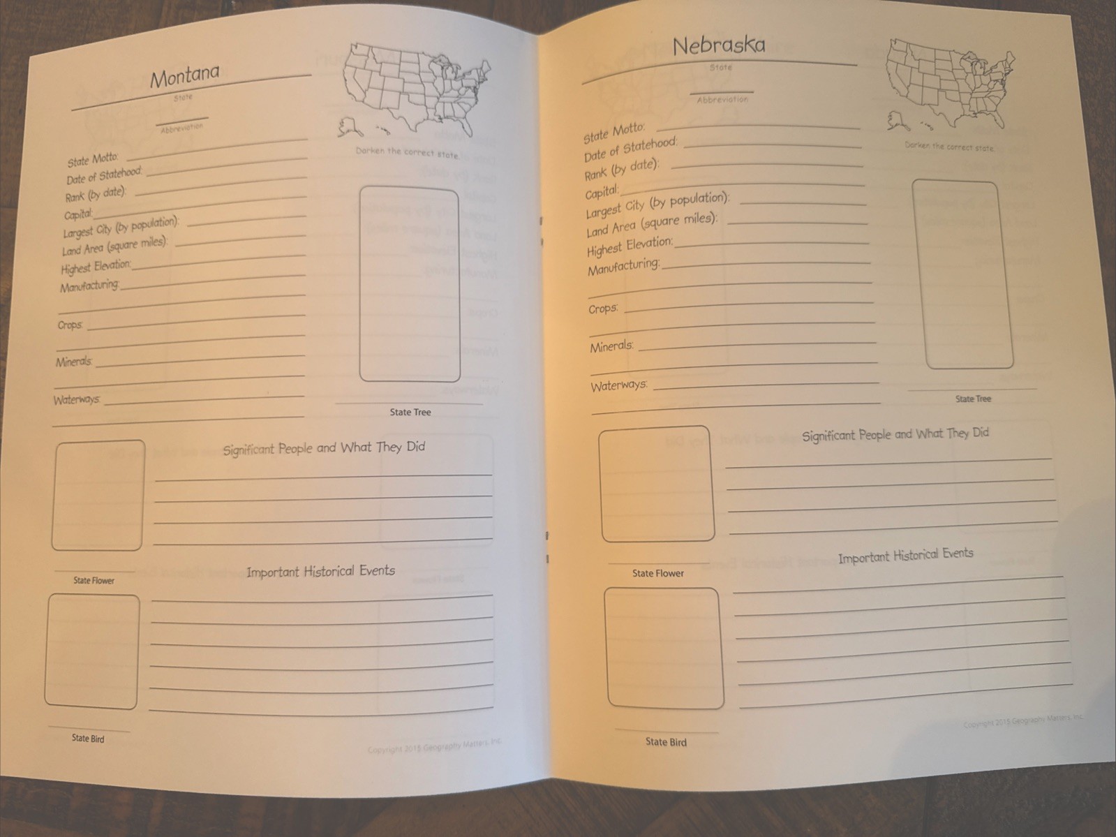 GeoMatters State Note Book, Homeschooling Geography ( Stickers not included!)