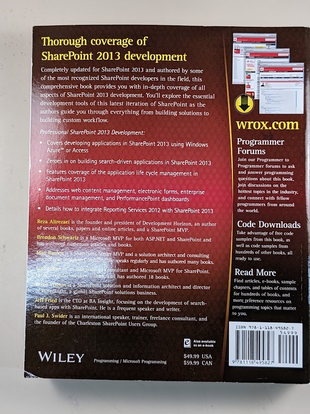 Professional SharePoint 2013 Development Book 1st Edition Wrox