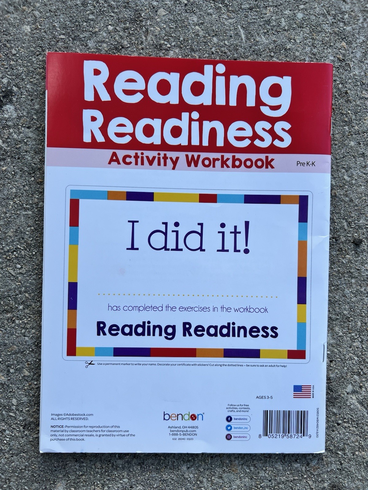 Bendon Reading Readiness Activity Workbook Preschool Beginner