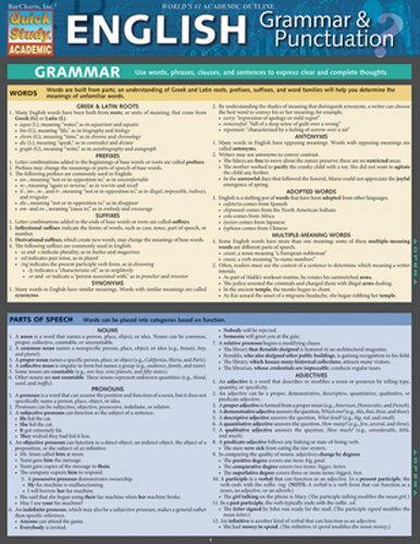 English Grammar & Punctuation by BarCharts Inc: New