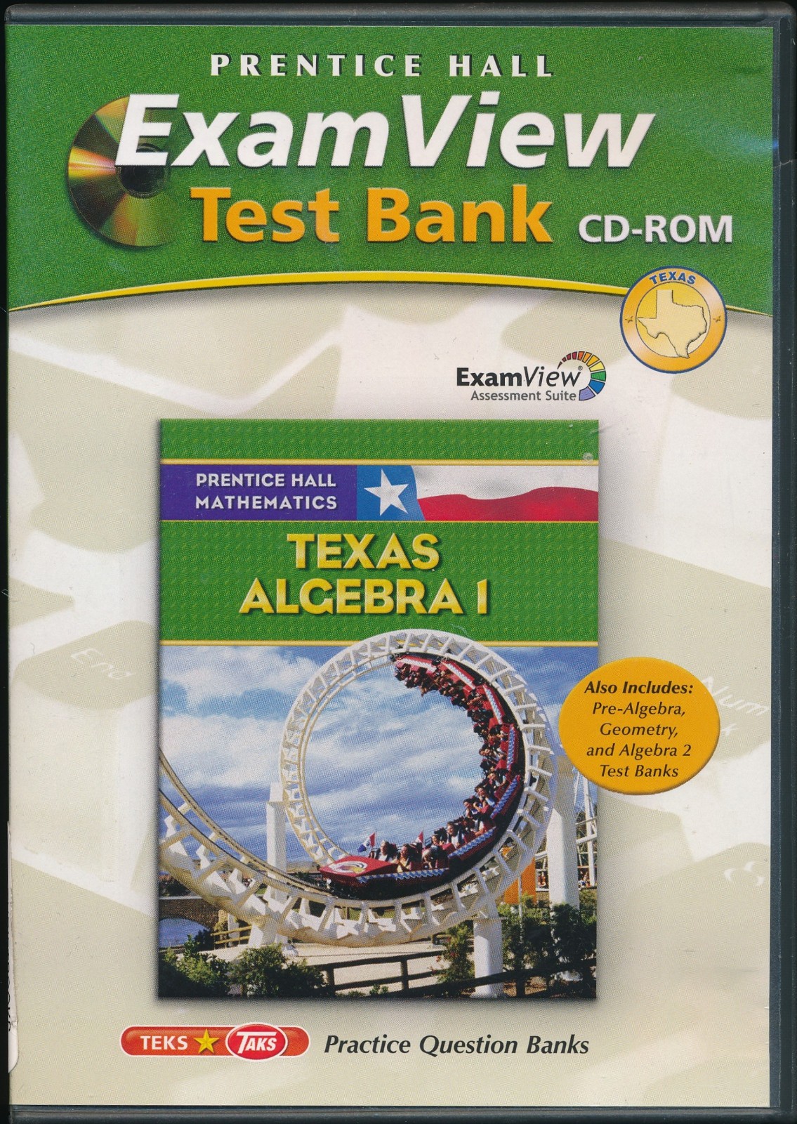 Prentice Hall Texas Algebra I 2 Geometry Pre-Algebra ExamView Test Bank CD-ROM