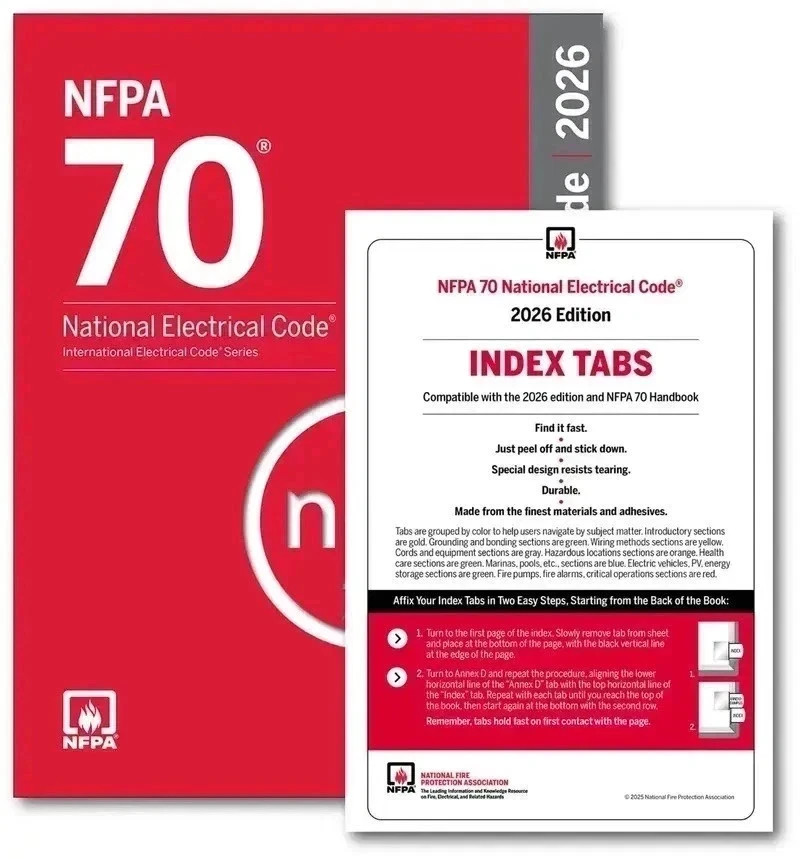 NFPA 70, National Electrical Code 2026 Edition Fire Protection PB with index TAB