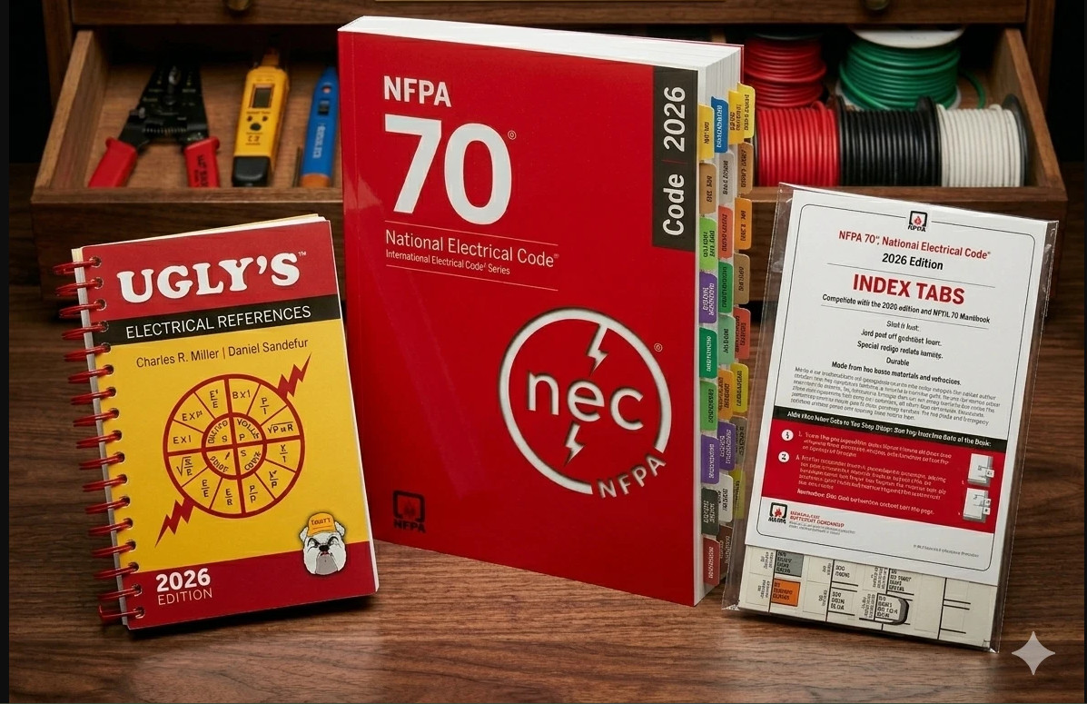 NFPA 70 National Electrical Code 2026 + index tab 26 + ugly electrical 26 Spiral