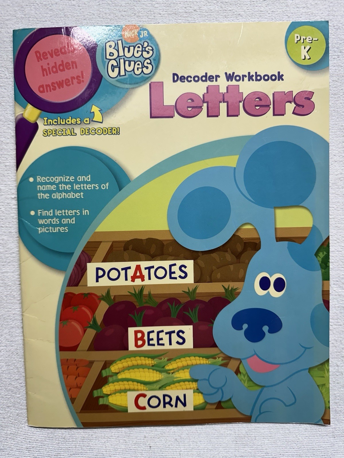 Vintage Y2K Blue’s Clues Nick Jr. decoder workbook letters pre-K. (no Decoder)