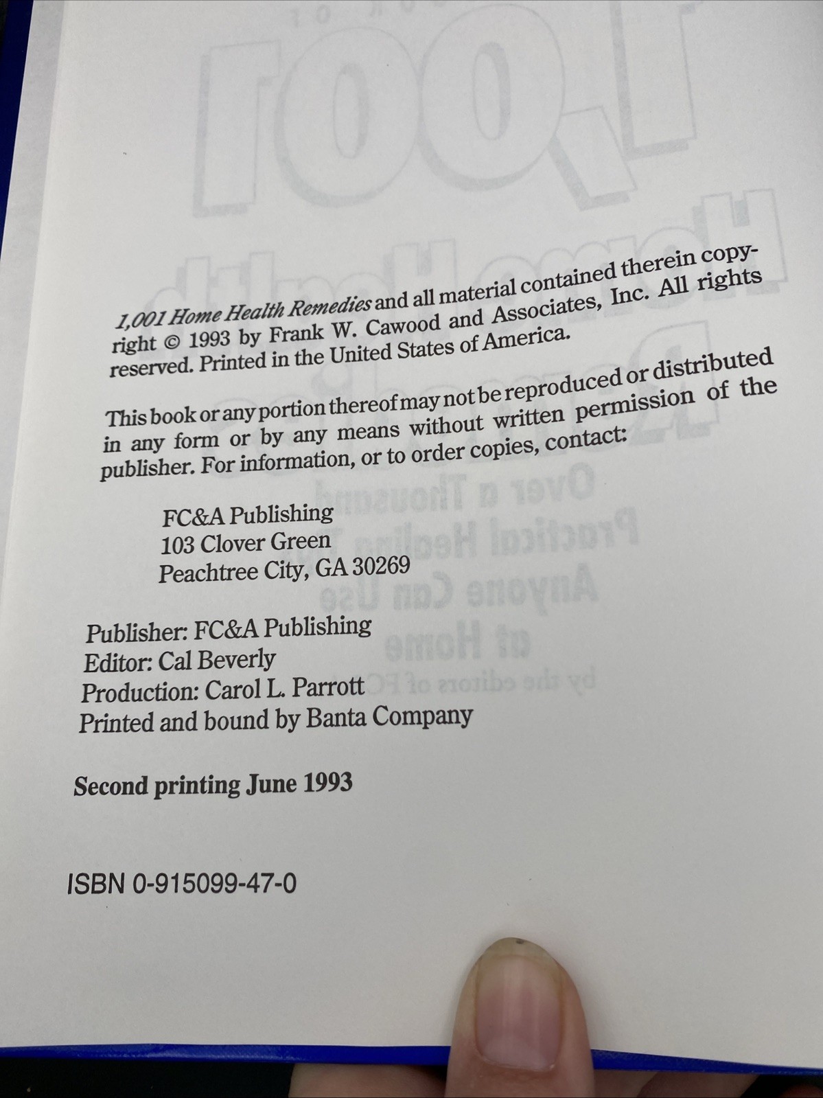 The Book of 1001 Home Health Remedies by FC and A Publishing Staff – 1993