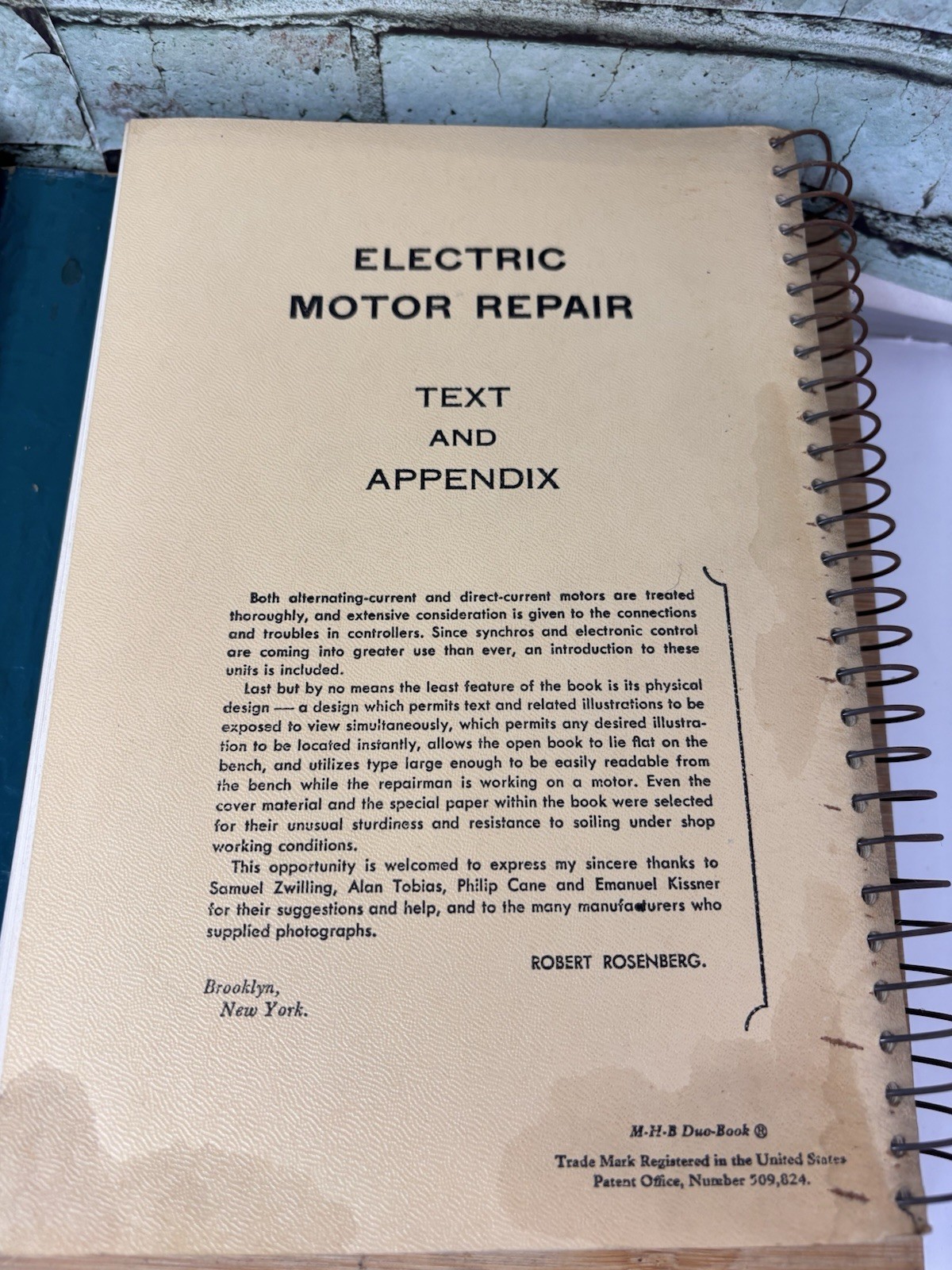 1951 ELECTRIC MOTOR REPAIR Rosenberg Double Book Spiral Bound Enlarged ED READ
