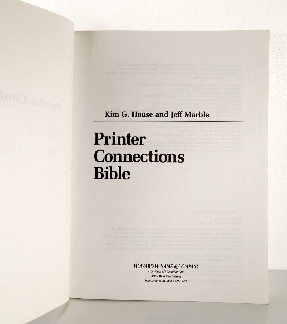 Sams Printer Connection Bible, 1985 Softcover Paperback Book, Apple, Epson