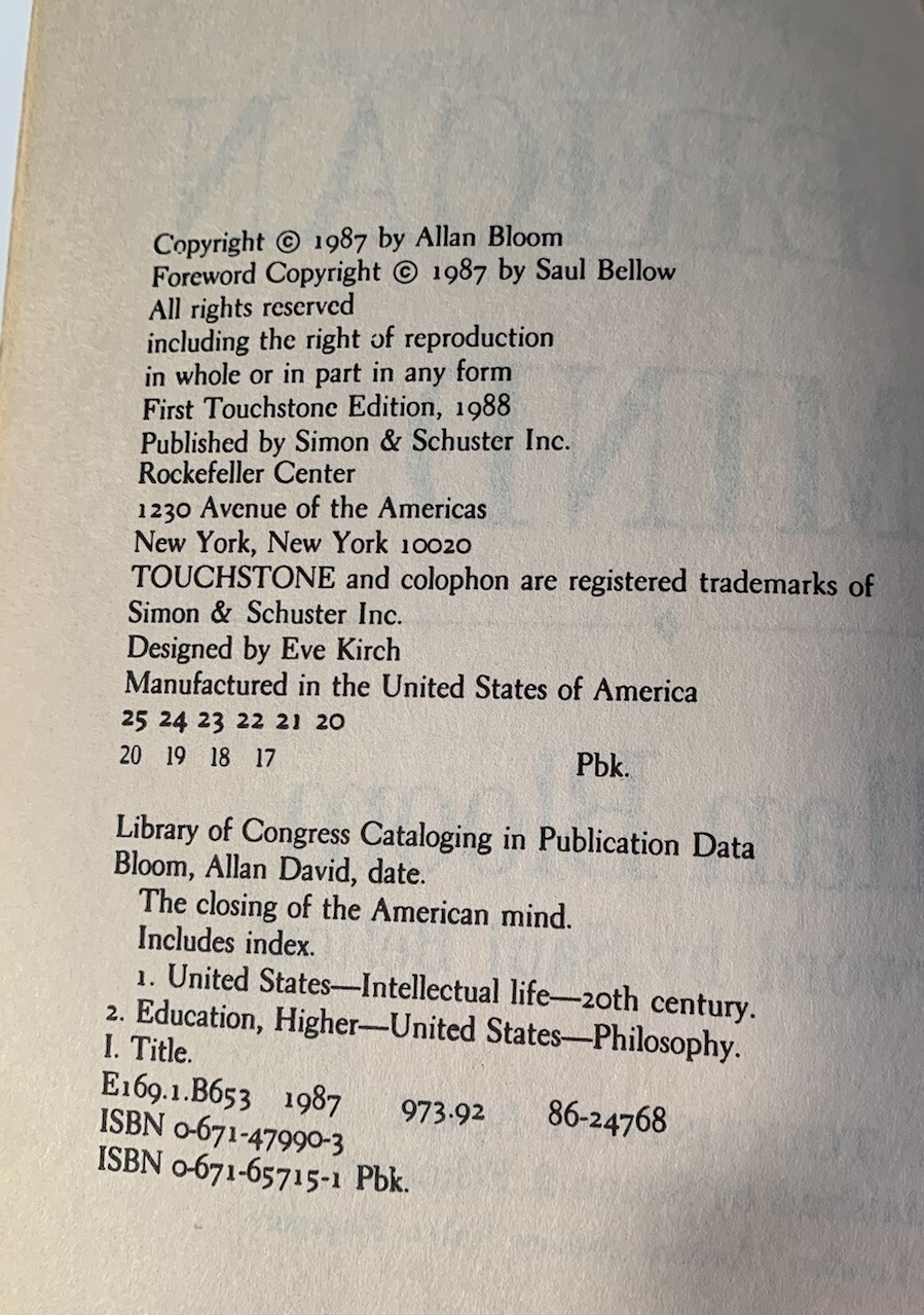 The Closing of the American Mind – Paperback By Bloom, Allan – GOOD