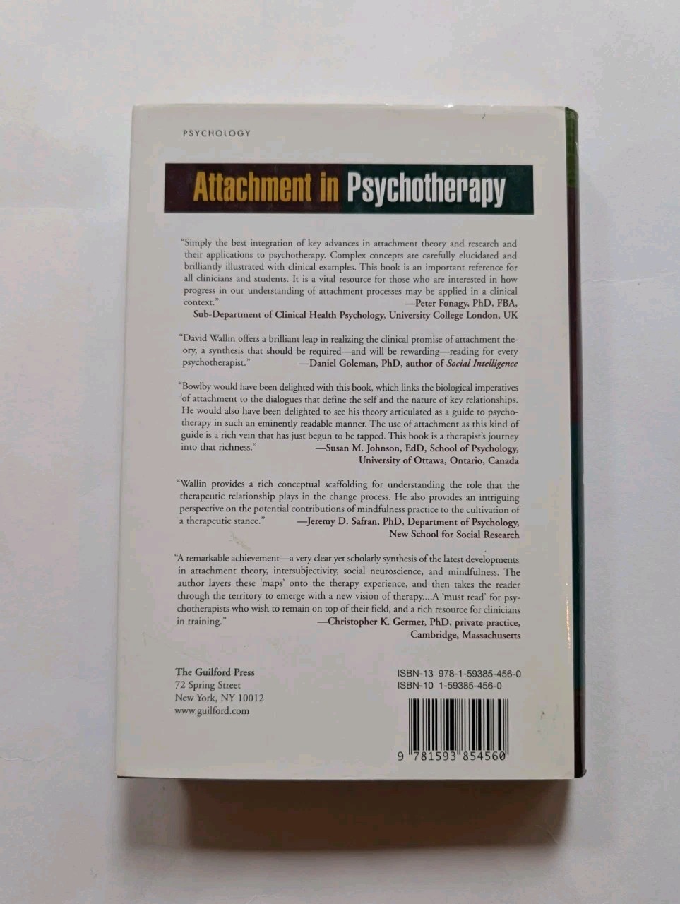 Attachment in Psychotherapy David J Wallin 2007 Hardcover Guilford Press